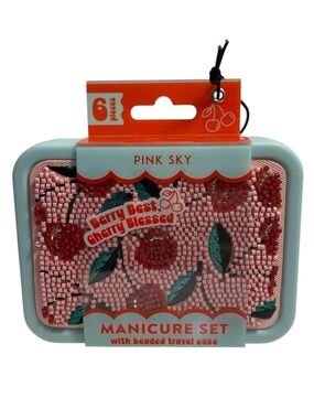 Pink Sky Beaded Cherry 6 Piece Manicure Set - NWT **